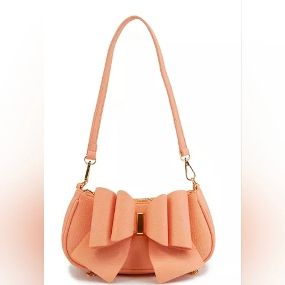 Chic Peach Bow Shoulder Bag - Picture 1 of 8